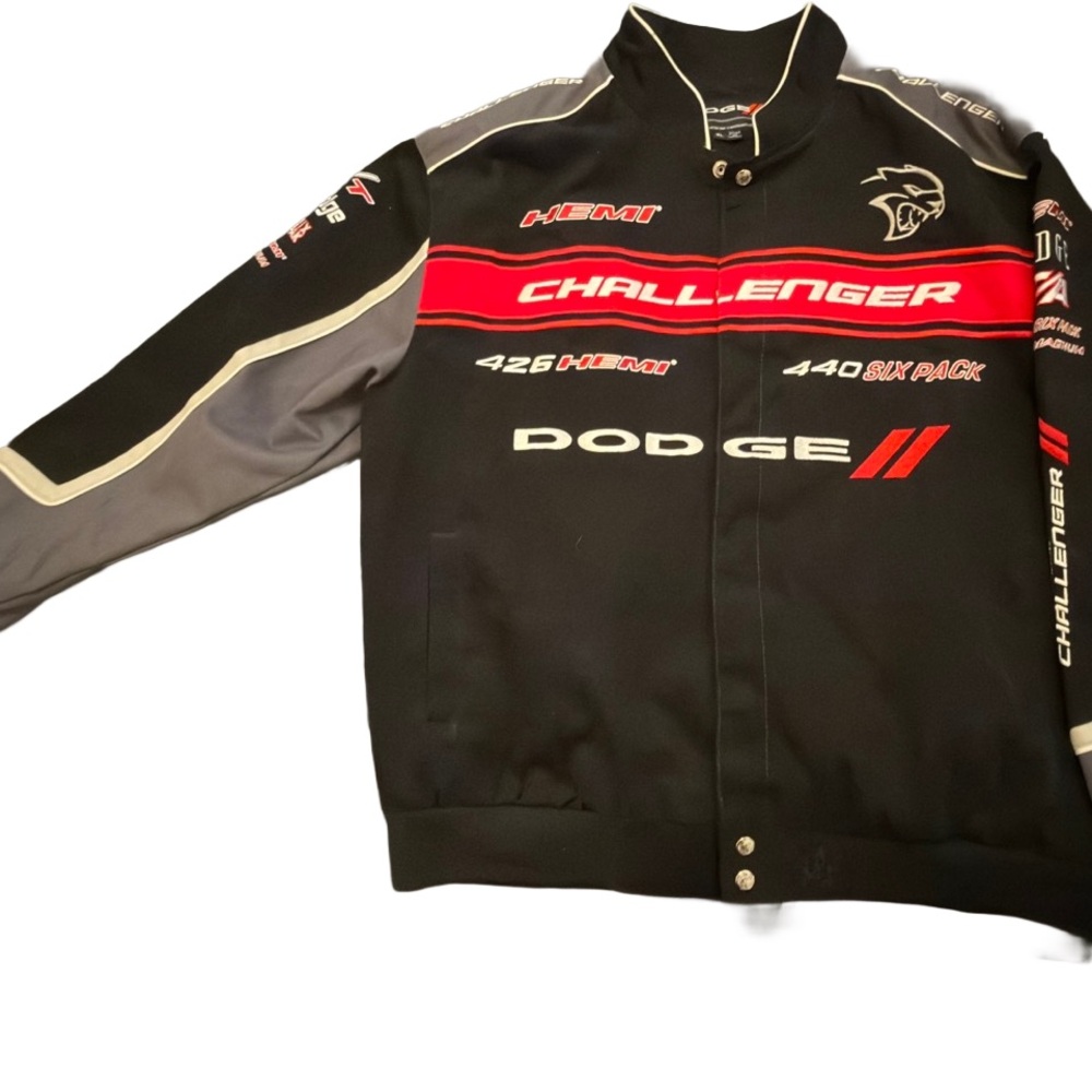 Official Dodge Challenger JH Design Black & Red Racing Jacket NASCAR Hemi Hellca